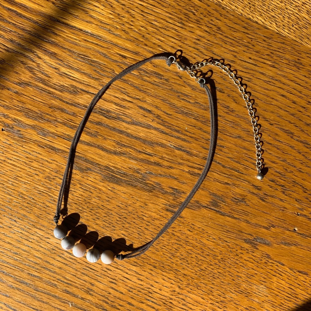 beaded leather choker necklace